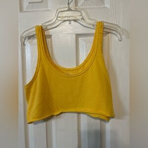 We The Free Gold Heavyweight Tank micro crop 1/2 length loose fit tank